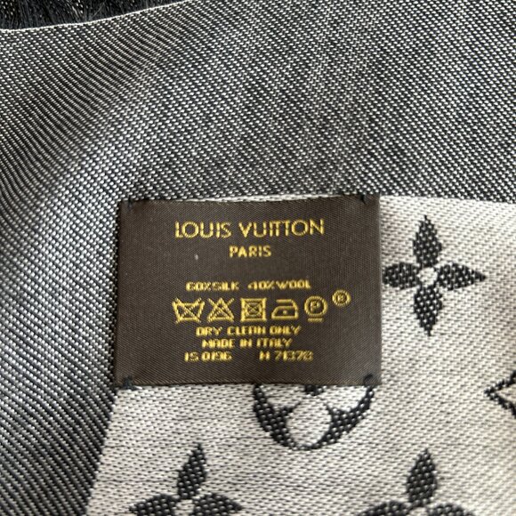 Louis Vuitton Silk Wool Monogram Denim Shawl Black - Picture 4 of 5